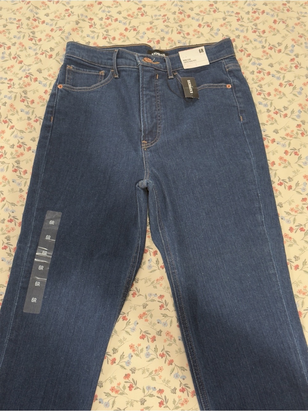 Express Dark Blue Mom Jean Super High Rise Jeans